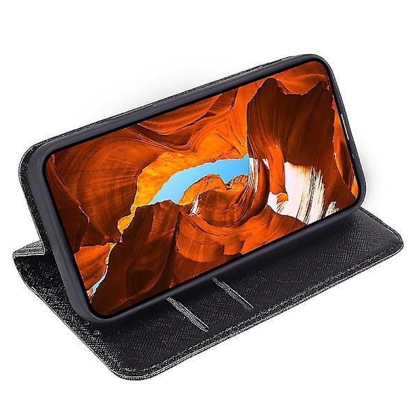 För Motorola Moto G34 5g Mobiltelefonfodral Korsstruktur Magnetisk Stängning Flip Stativ Plånboksfodral