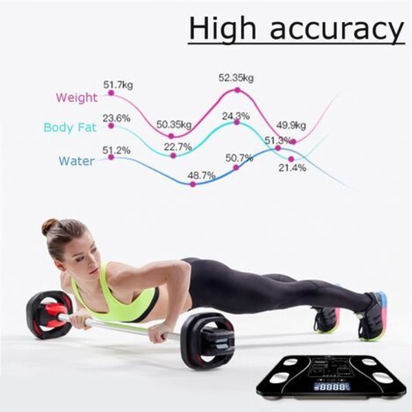 Kropsanalysevægt Elektronisk vægt LCD Digital 180KG, Sort