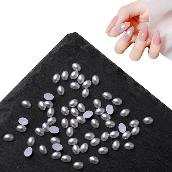 1200 stk Hvite Nail Charms Flatback Moon / Oval Shapes 3d Nail Charms Materiale Utsmykninger for Nail Art DIY Crafts Accessories