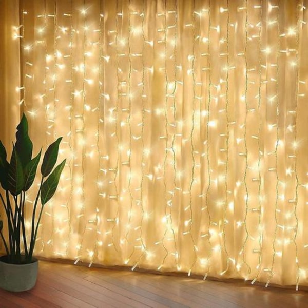 LED-slingor 3m*3m, 8 ljuslägen, vattentät IP44? Juldekoration, fönster, bröllop, födelsedag, hem, uteplats