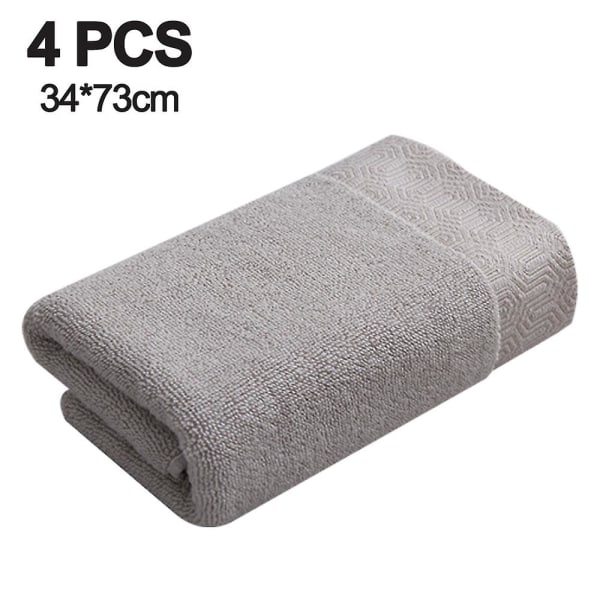 Handdukar Set om 4- 100% Bomull Mjuk Plysch Absorberande Badhandduk-premium Tvättlappar För Spa, Badrum(34*73cm)