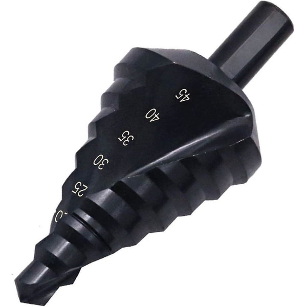Trinnbor 10-45mm Trekant Skaft Spiral HSS Kobolt Nitrid Metallverktøy (Farge: Svart)