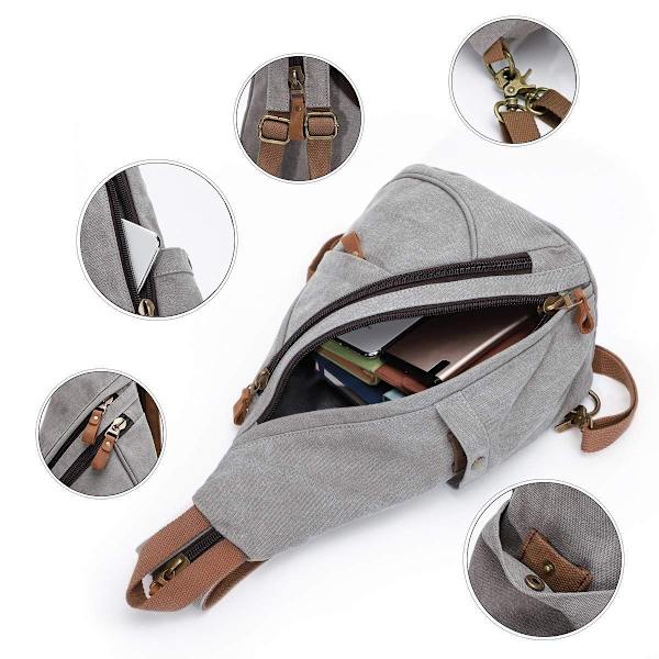 Canvas Sling Bag Ryggsäck Kvinnor och Män ???C Axelväska Axelväska Crossb