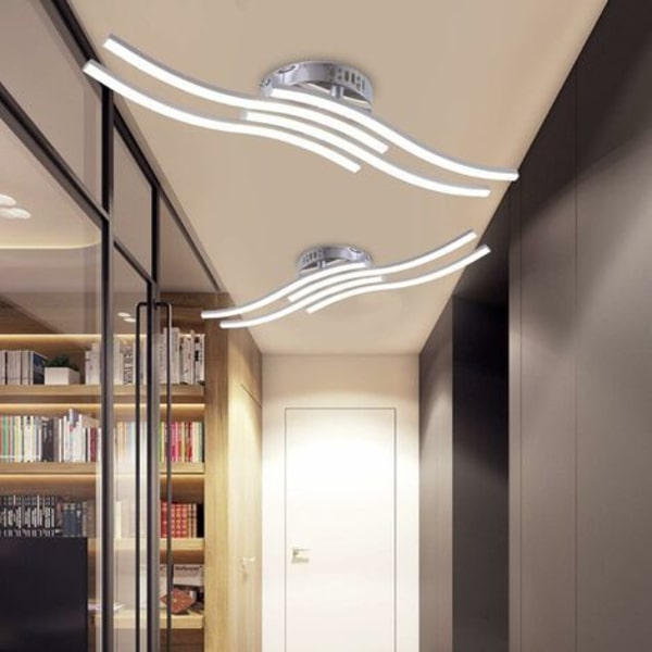 Bølgeformet LED-taklampe, 4000K nøytralt hvitt lys, 24W 2000 lumen integrert LED, moderne stue- eller kjøkkenlyskrone (nøytralt hvitt lys)