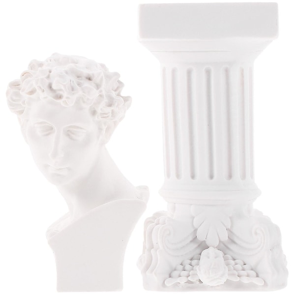 Romersk søyle David-statue Gresk David-statue Harpiks skulptur Hjemmedekor -1 sett
