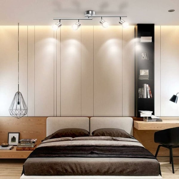 LED-taklampe 4 justerbare spotlights, takbelysning 4xGU10 LED-spotlights justerbare