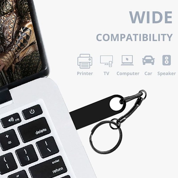 64GB USB 2.0 Flash-enhet exFAT Metall Tumdrive 64GB Svart