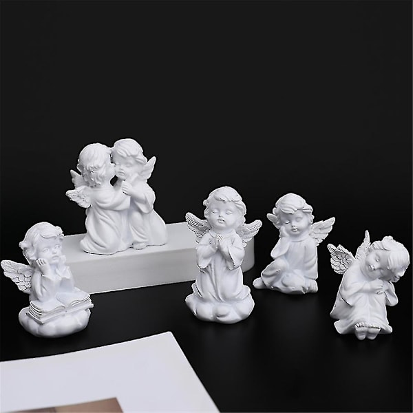 Hvit baby engel statue ornament hjem skrivebord dekorasjon harpiks