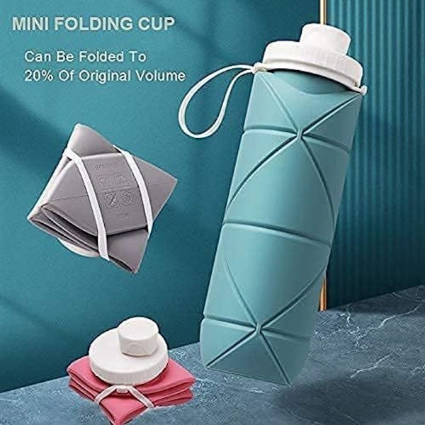 Speciellt utformade hopfällbara vattenflaskor 2-pack BPA-fria gröna + grå