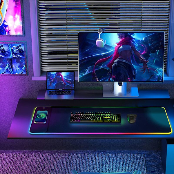GIM RGB Gaming Musemåtte 10W Musepad LED 800x300x4mm 14 lystilstande med 10W