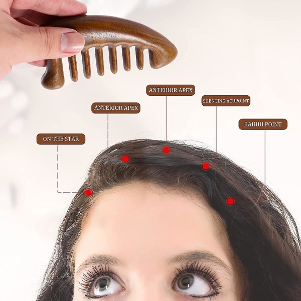 Massage Meridian Tree Comb Antistatisk Tree Wide Tooth Comb Sandeltræ Hovedbundsterapi Massage Øre Kam Øre Massager Kam Hoved Massage Også?
