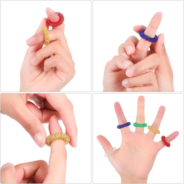 Pakke med 30 Massagering Spiky Sensory Finger Ringe, Spiky Finger Ring/Acu