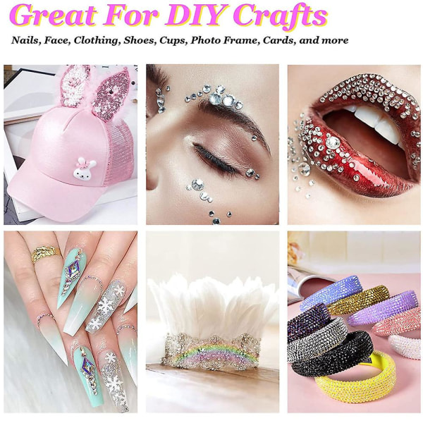 Nageldekorationer, strass typ, flerfärgad