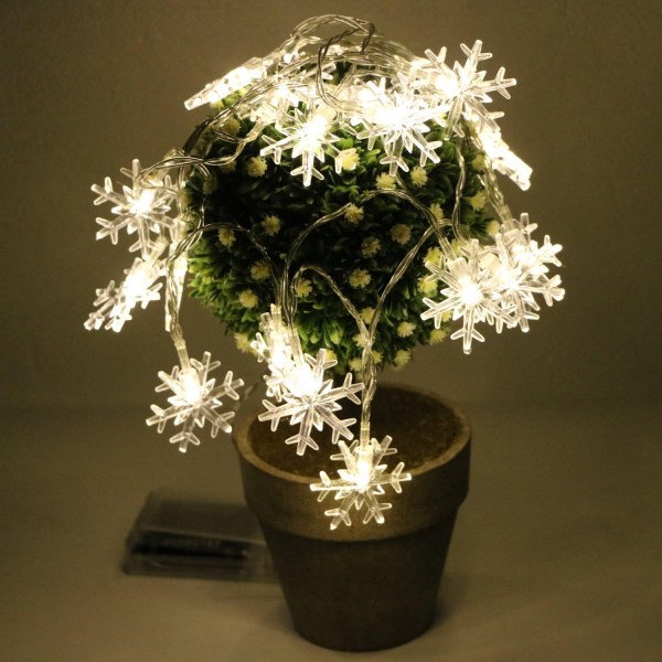 Varme hvite snøfnugg LED-lyskjede juledekorasjon