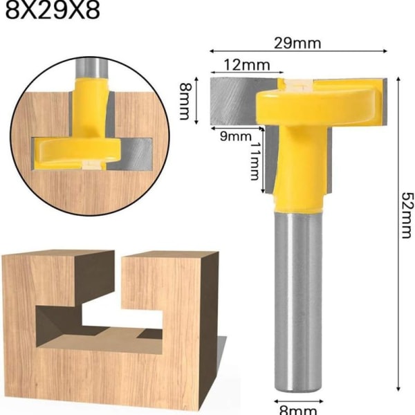 8mm T-ura T-muotoinen ura jyrsinterät puuntyöstöleikkaus