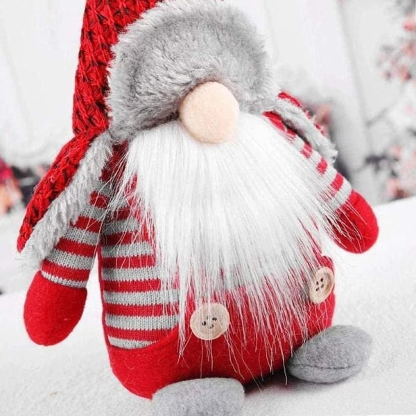 Julenisse, dukkepynt med rød svensk hat, julemand, nordisk