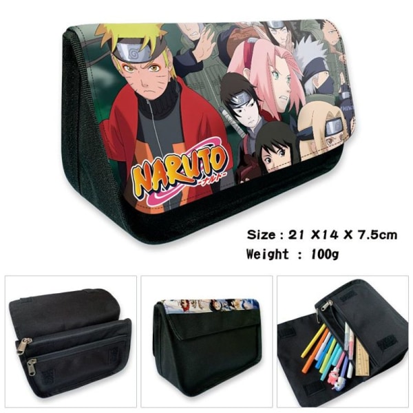 Anime Naruto pennal Kakashi Naruto Sakura blyantboks lommebok 21x14x7,5 cm