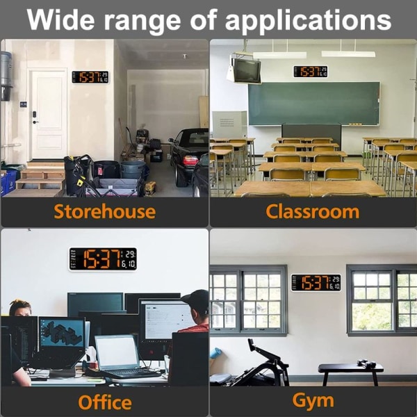 Dato og temperatur uge, digitalt ur med stort display