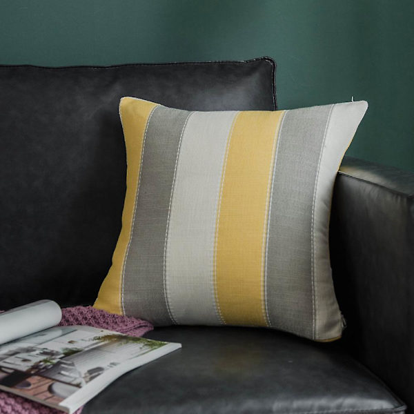 2-pack bondgård Stripe Throw kuddfodral, dekorativa örngott kuddfodral (mörk, grå, beige)