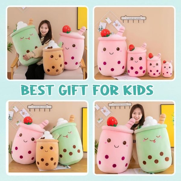Boba Tea Kos Koselig Plysj, Plysj Fylt Leke Boba Te Kopp Kaffe 50cm