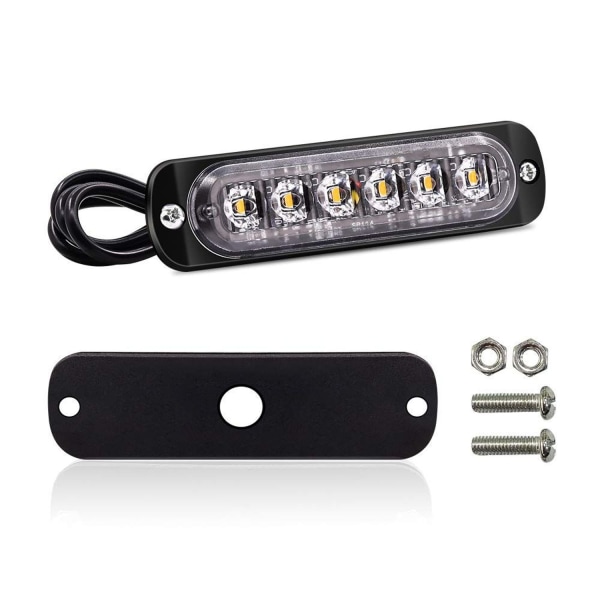 4 stk. strobe sidelys, 6 LED faresignal advarselslys bar, gul funktionsfejl signal,