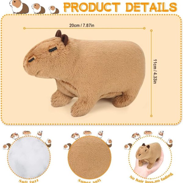 20cm Simuloitu Capybara Pehmolelu, Söpö Eläin Capy Tyyny 20cm
