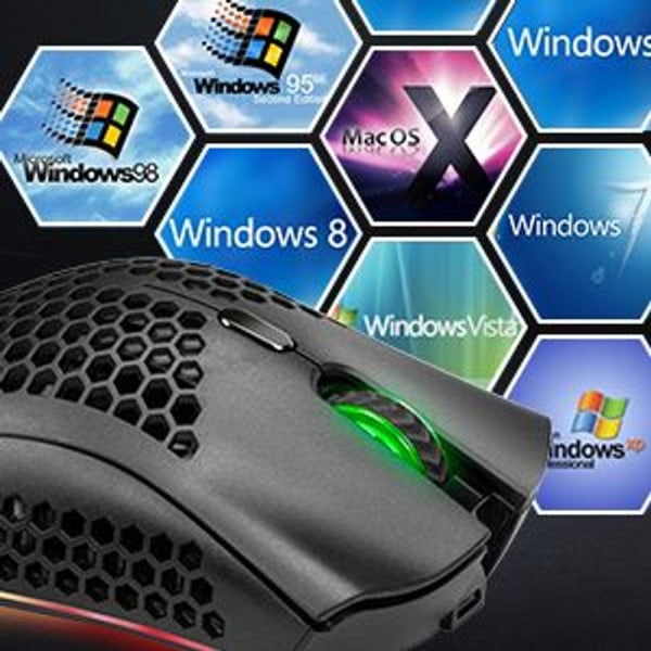 Trådløs Gaming Mus, Computer Mus med Honeycomb Skal, 7