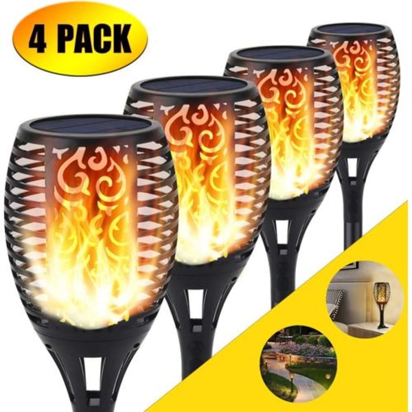 Aurinkotorch-valaisin, 96 LED-liekin valoa, ulkoilupuutarha/pihan polut (4 kpl)