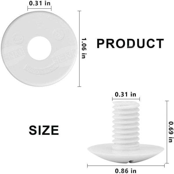 Plastskruv för Polaris 180/280 poolrengörare med extra brickor 6 st reservdelar för C55 C-55 poolrengörare, vit