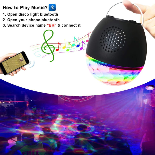 LED discokula, 16 ljusformer, musikkontroll, ljuseffekter