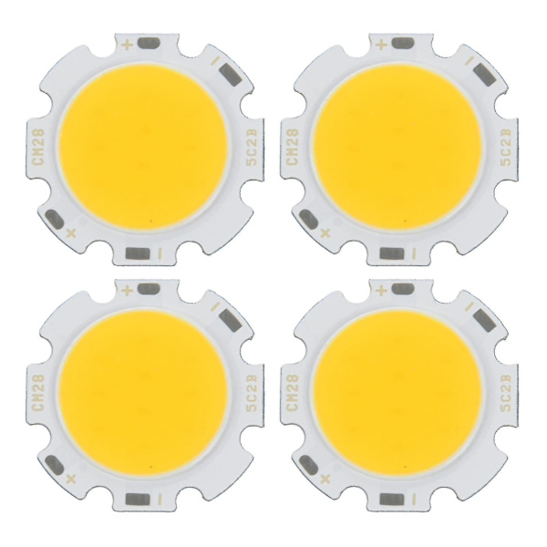 4x 5w Chip Light Rund Cob Super Bright Led-lampa Led-lampa Varm Vit Dc15-17v