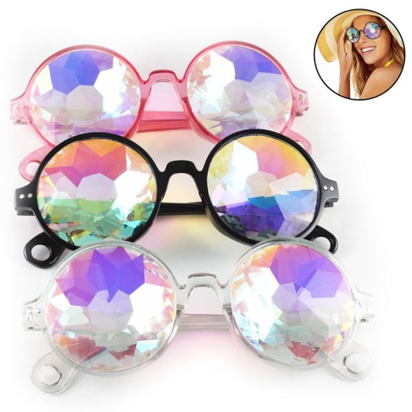 Kalejdoskopglasögon - psykedeliska glasögon - Funky prismaglasögon för raves