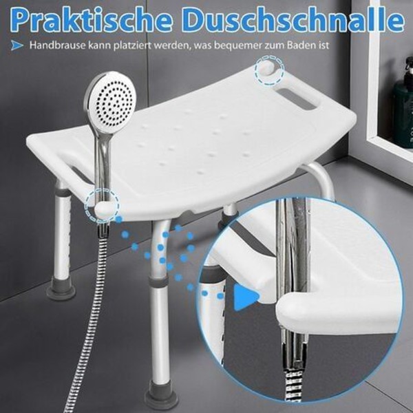Duschpall duschstol 38-53cm höjdjusterbar duschpall halkfri badstol duschhjälp aluminium och plast duschstol för äldre