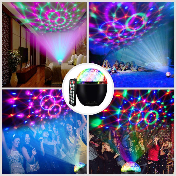 LED discokula, 16 ljusformer, musikkontroll, ljuseffekter