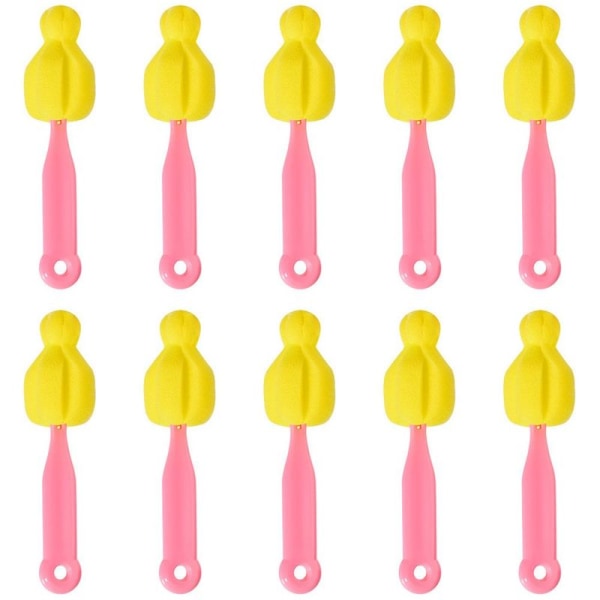 Pakke med 10 baby smokk melkeflasker smokk svamp rengjøring rosa
