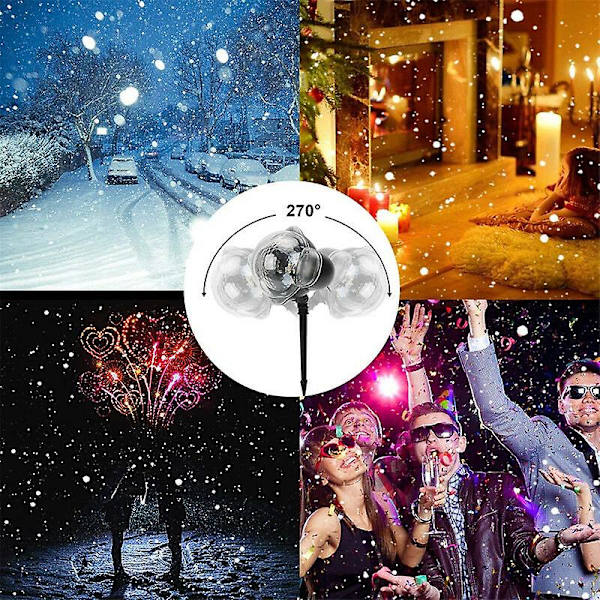 LED-projektorlampor för snöfall, lampor med roterande fjärrkontroll Vattentät landskapssnöflinga Dekorativ belysning för fest