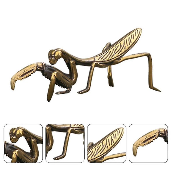 Mässing Mantis Skulptur Liten Metall Mantis Trädgård Mantis Skulptur Retro Mässing Insekt Dekoration För