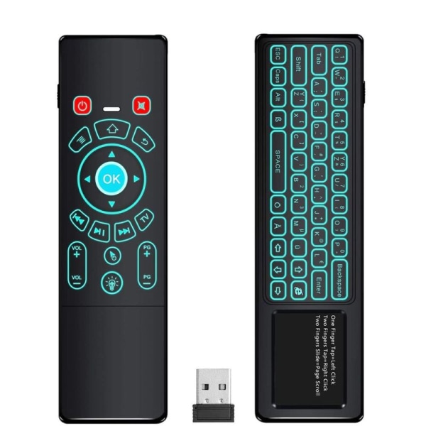 2,4 GHz Air Mouse Fjernbetjening/Mini Tastatur Trådløs med Touchpad og LED