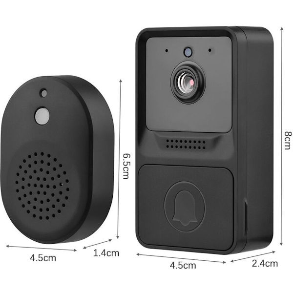 Trådløs Videodørklokke med 1080P High Definition Intelligent Visuel Overvågning
