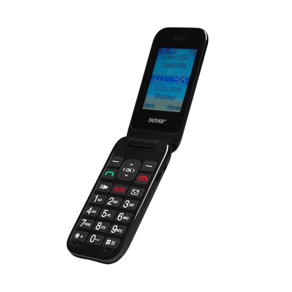 Denver BAS-24200M Flip GSM Seniormobiltelefon Svart