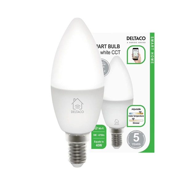 Deltaco SH-LE14W 5W LED Smart Lampa E14 CCT - Vit white 157a | white |  Fyndiq