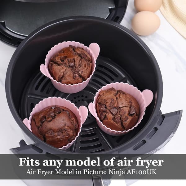 Airfryer Tilbehørssett 6 Deler Eggformer Silikon Bakeformer BPA-fri Universell Passform Svart