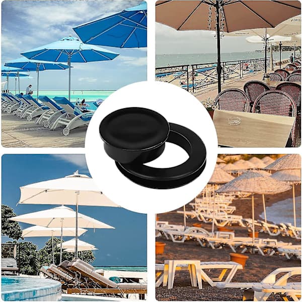 2 sæt silikone paraplyhulafdækning bord og prop paraplystativ parasol tilbehør Black