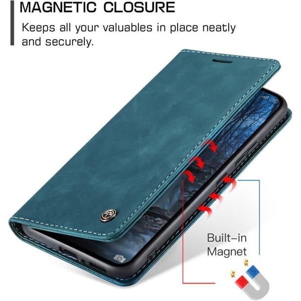 Fodral för Xiaomi Redmi Note 14 5G Flip Case i läder Fickskydd Plånbok Vikbart Premiumfodral Hållare, Blågrön Blue Redmi Note 14