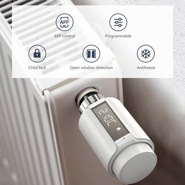 Smart Radiator Termostathoved - Bluetooth-forbindelse (HUB PÅKRÆVET), Smart Termostat til Varmtvandsradiatorer