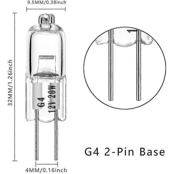 10 G4 T3 20 watts halogenlampor, 2-stift, 12 volt, varmvit, dimbar, 20w 12v 2700k [energiklass C]