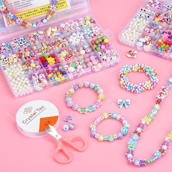 DIY - Perleboks - Akrylperler - Miks - 500 stk - Smykkelaging