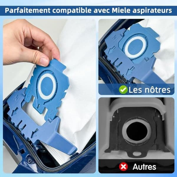 12-pack Pure GN 3D-dammsugarpåsar kompatibla med Miele Hyclean GN Classic C1, Complete C2, Complete C3, S2 och S5 dammsugare