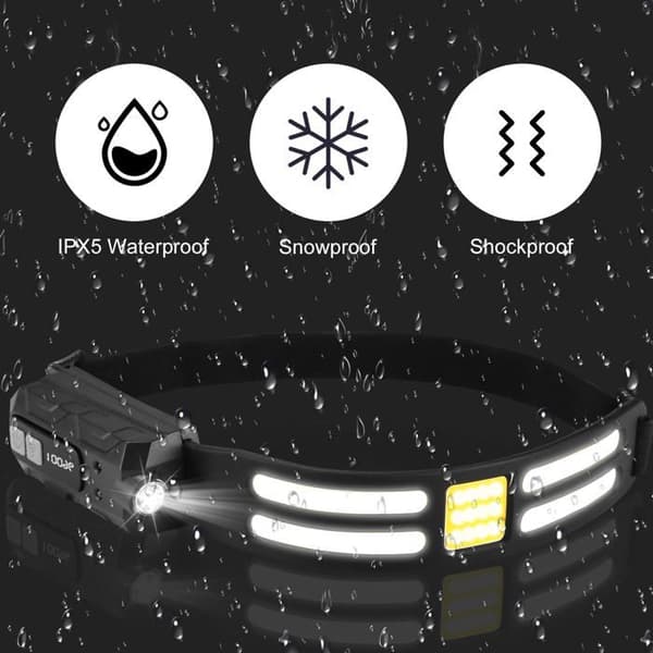 Sæt med 2 genopladelige LED-pandelygter - Smart sensor med 6 lystilstande