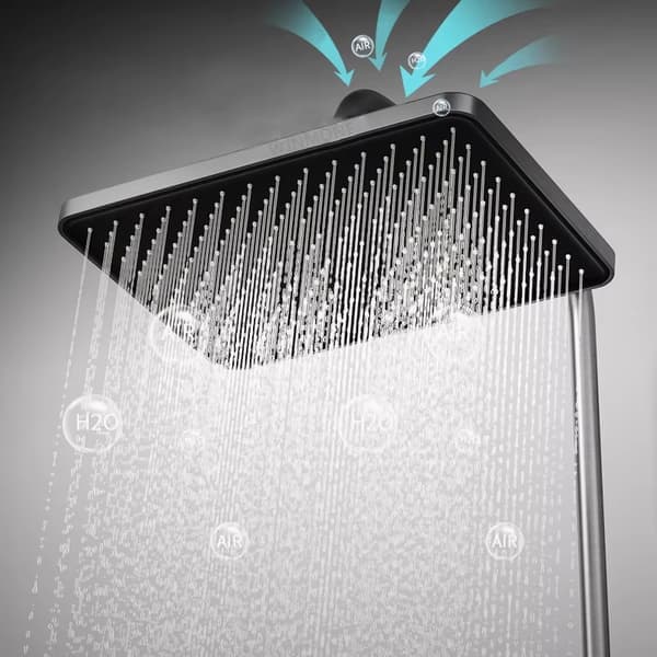Digital Termostatisk Glas Brusepanel - 4 Tilstande, LED Temp, Regnbruserhoved - Sort Sort Temp Sort Temp Black Temp Black Temp